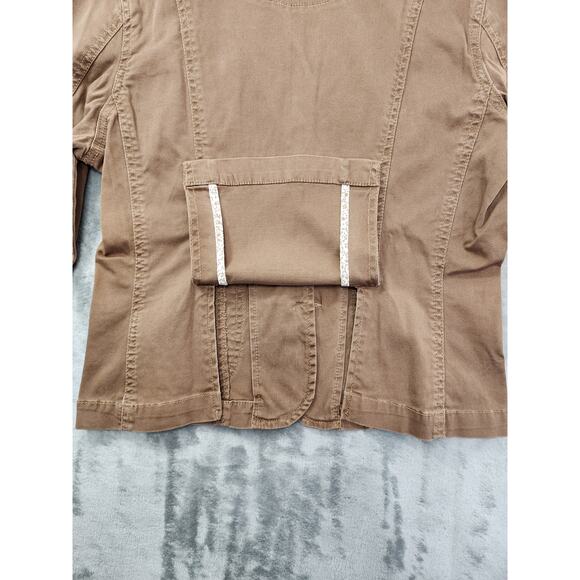 Vintage Plugg Twill Beaded Blazer Jacket Size L Brown Stretch Boho Preppy Y2K - Picture 6 of 13